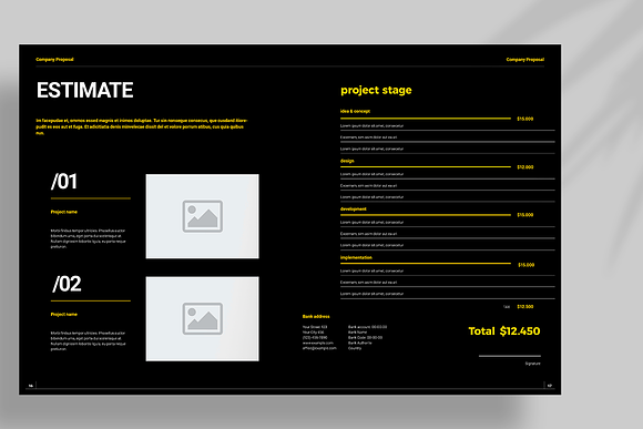 Black Proposal Layout in Brochure Templates - product preview 8
