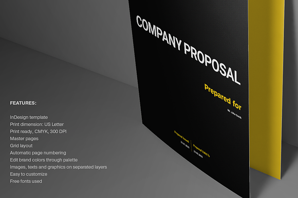 Black Proposal Layout in Brochure Templates - product preview 12