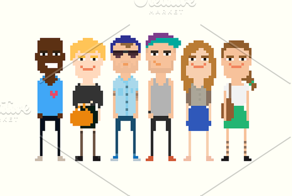 54 Vector Pixel Art characters in Illustrations - product preview 1