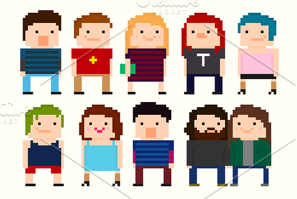 54 Vector Pixel Art characters in Illustrations - product preview 3