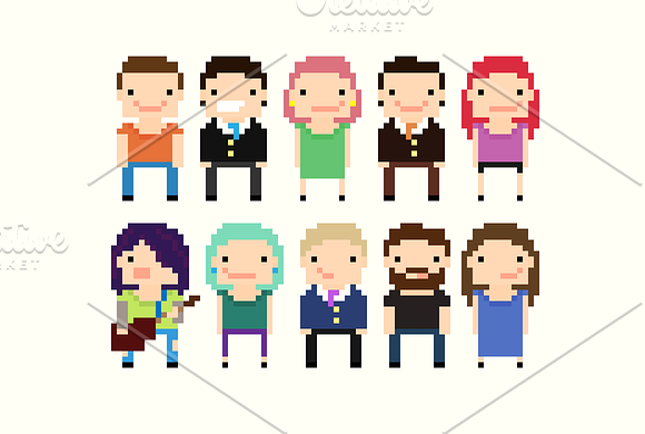54 Vector Pixel Art characters in Illustrations - product preview 5