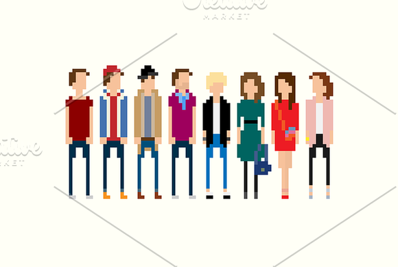 54 Vector Pixel Art characters in Illustrations - product preview 6