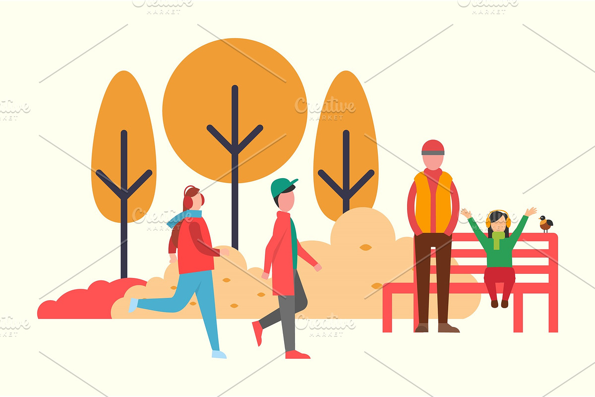People Walking Outdoors in Warm Fall in Illustrations - product preview 8