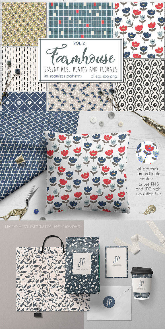 Farmhouse essentials and florals in Patterns - product preview 10