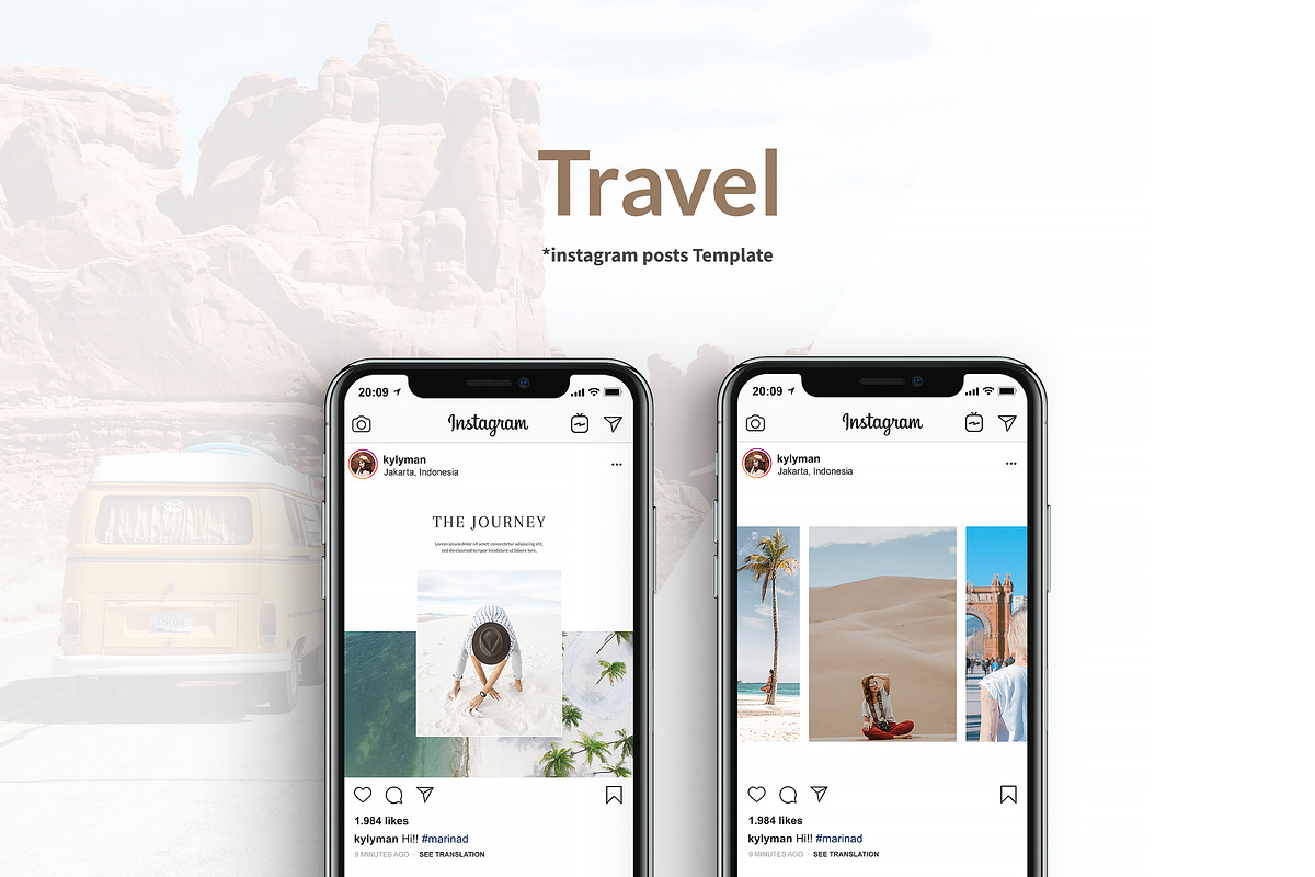 Travel Instagram Posts Template in Instagram Templates - product preview 8