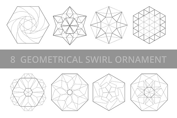 8 Geometrical swirl ornament in Objects - product preview 1