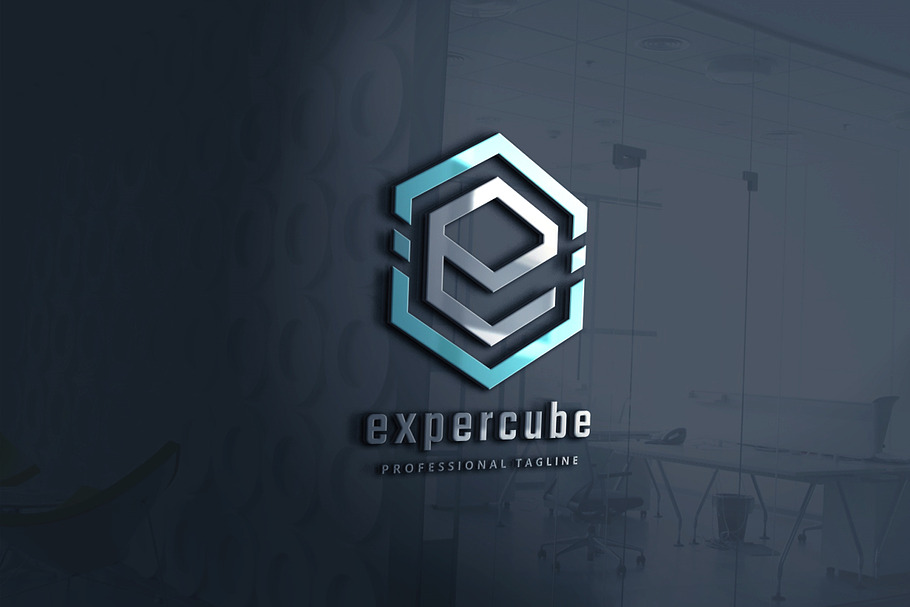 Expert Cube Letter E Logo