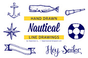 Hand Drawn Nautical Line Drawings