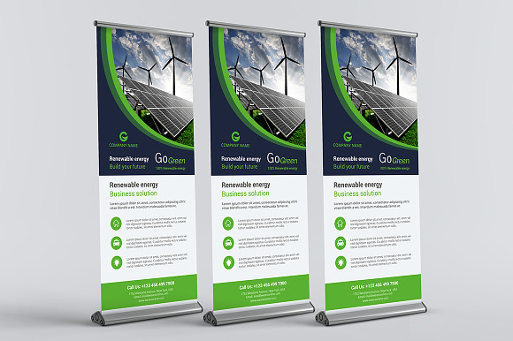 Green Energy Roll-up Banners in Flyer Templates - product preview 1