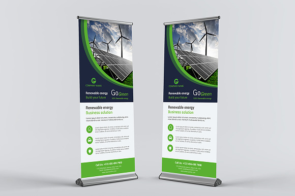 Green Energy Roll-up Banners in Flyer Templates - product preview 2
