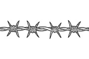 Barbed wire sketch engraving vector