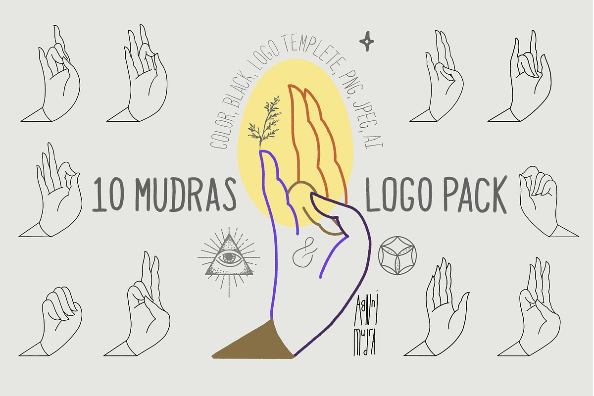 10 Mudras & Logo Pack in Illustrations - product preview 8