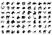 Animals icon set, simple style
