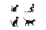 Cat icon set, simple style