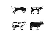 Bull, cow icon set, simple style