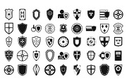 Shield icon set, simple style
