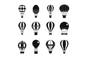 Air ballon icon set, simple style