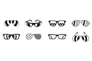 Sun glasses icon set, simple style