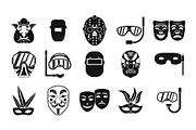 Mask icon set, simple style