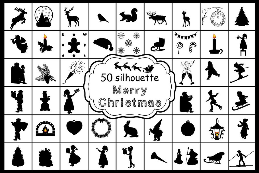 50 Silhouette symbol Merry Christmas