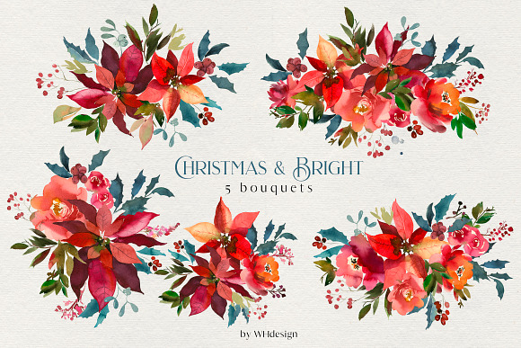 Christmas Bright Watercolor Clipart in Illustrations - product preview 1