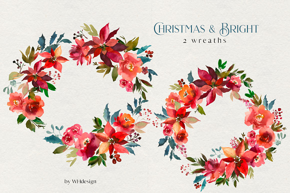 Christmas Bright Watercolor Clipart in Illustrations - product preview 3