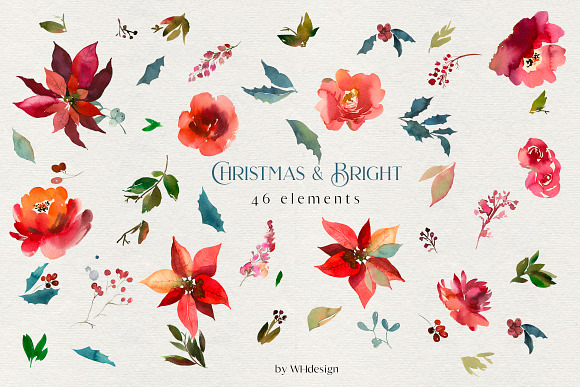 Christmas Bright Watercolor Clipart in Illustrations - product preview 5