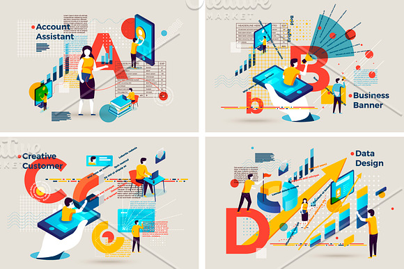 Business Alphabet Illustrations Set in Illustrations - product preview 1