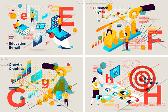 Business Alphabet Illustrations Set in Illustrations - product preview 2