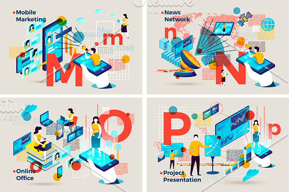 Business Alphabet Illustrations Set in Illustrations - product preview 3