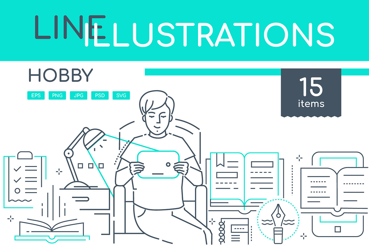 Hobby Line Illustrations Bundle in Web Elements - product preview 8