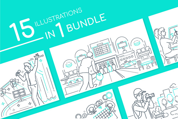 Hobby Line Illustrations Bundle in Web Elements - product preview 1
