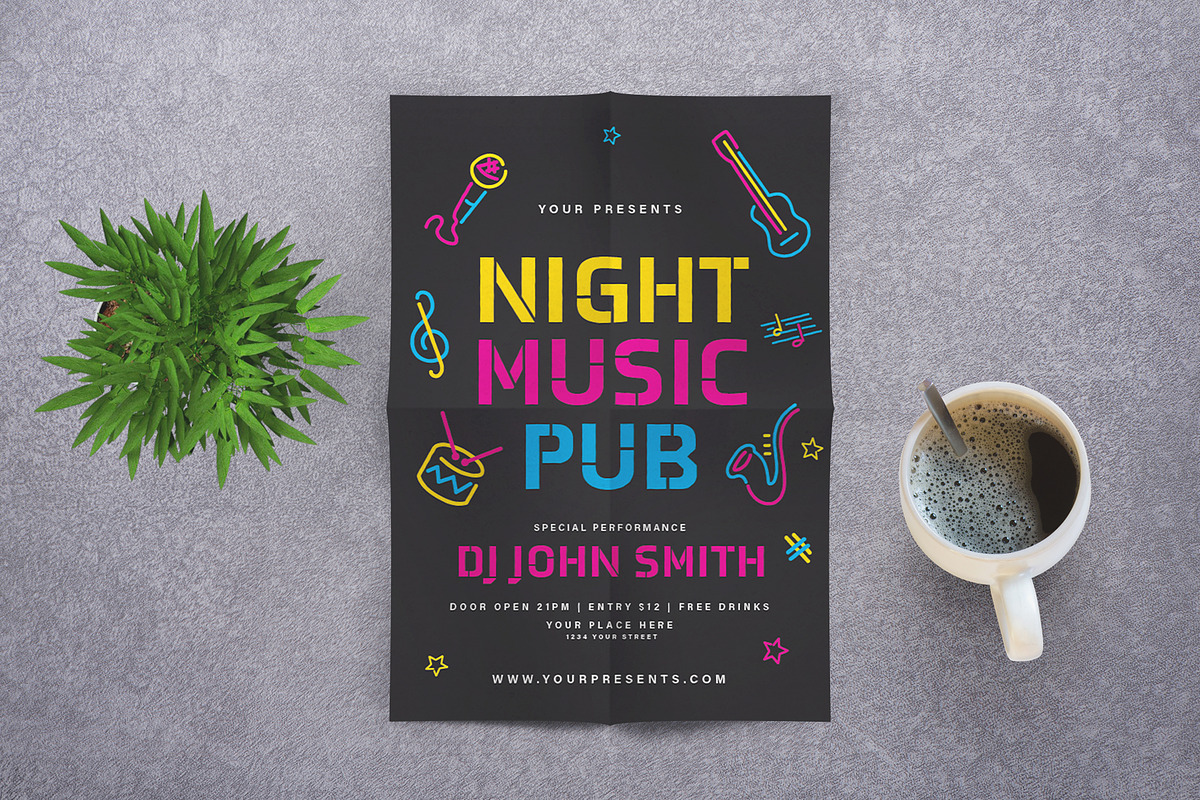 Music Night Pub Flyer in Flyer Templates - product preview 8