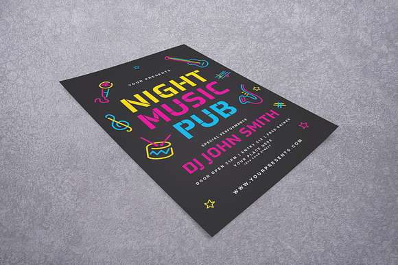 Music Night Pub Flyer in Flyer Templates - product preview 1