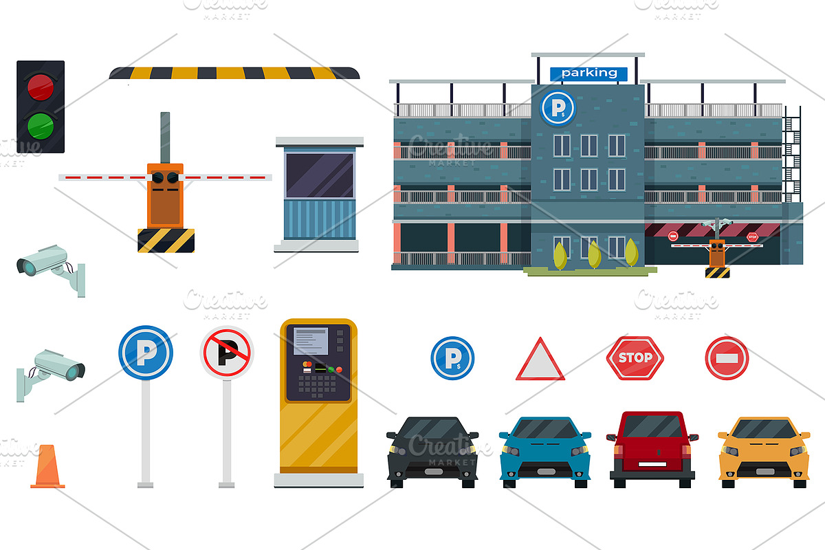 Cartoon Parking Set in Objects - product preview 8