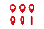 Set of vertical red location marks