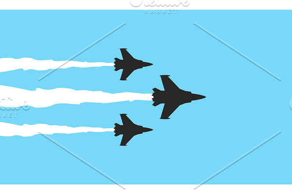 Three military fighters symbols