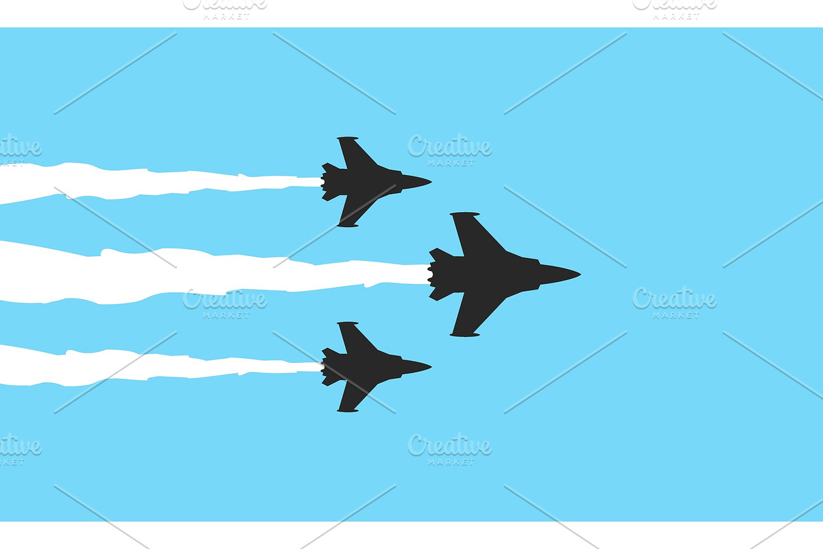 Three military fighters symbols in Illustrations - product preview 8