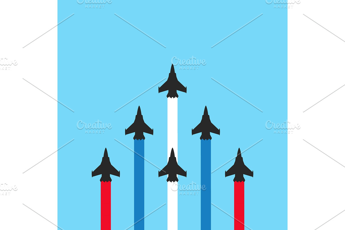 Military jets with colored trails in Illustrations - product preview 8