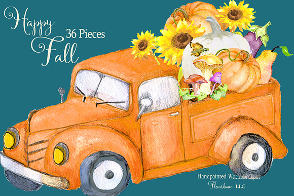 Watercolor Fall Clipart-Happy Fall in Illustrations - product preview 1