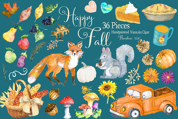 Watercolor Fall Clipart-Happy Fall in Illustrations - product preview 2