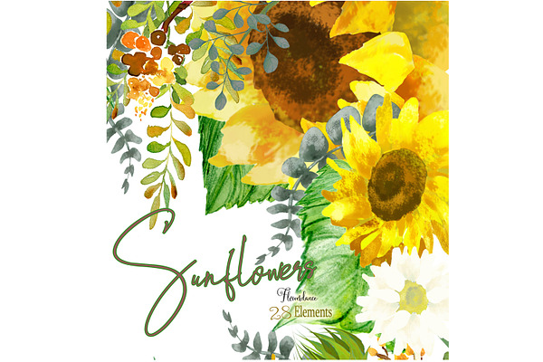 Sunflower Watercolor Clipart Element