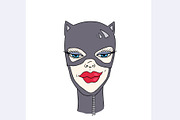 Woman in cat mask