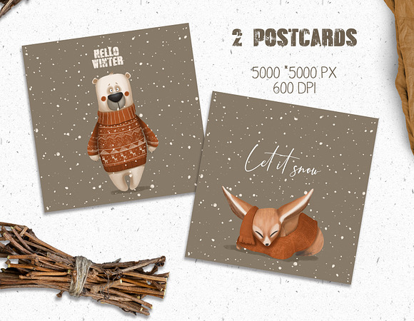 Woodland winter. Christmas set in Illustrations - product preview 3