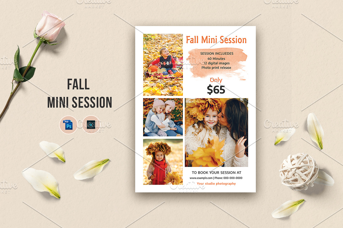 Fall / Autumn mini session -V1089 in Flyer Templates - product preview 8