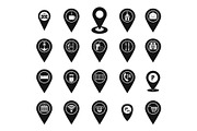 Map pins icon set, simple style