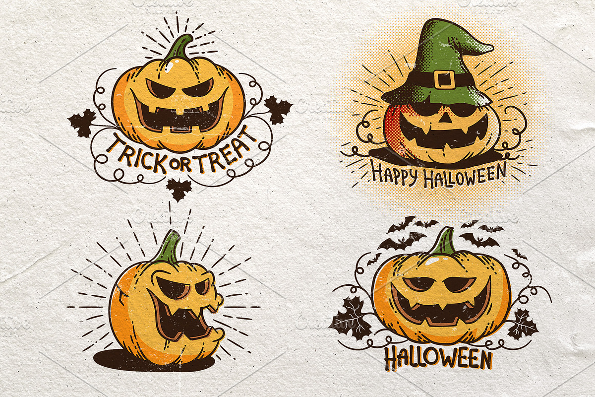 Halloween Retro Pumpkins in Illustrations - product preview 8