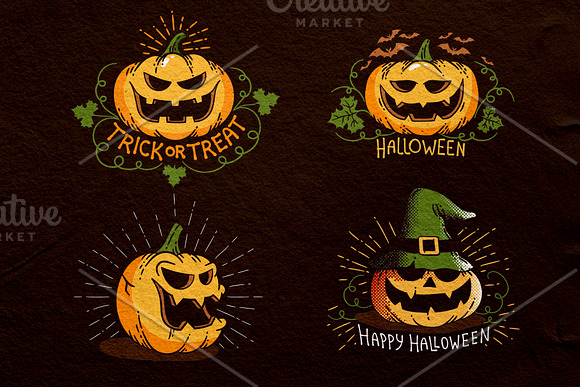 Halloween Retro Pumpkins in Illustrations - product preview 1