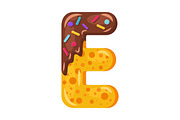 Donut cartoon E letter illustration