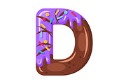 Donut cartoon D letter illustration